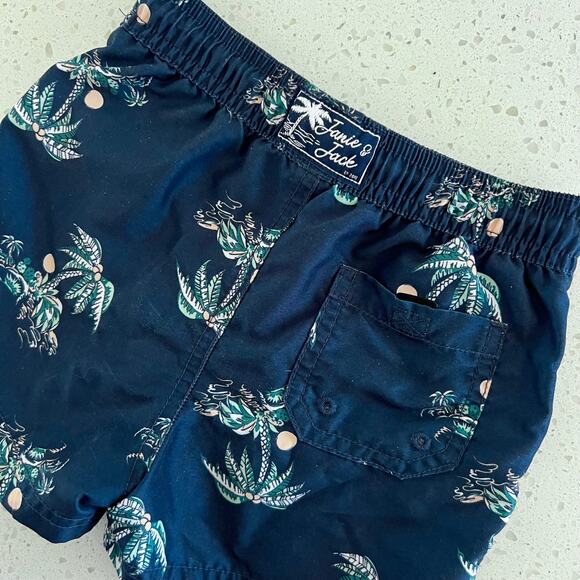 Janie and Jack Navy Blue Hawaiian Board Shorts Swim Trunks Size 18-24 Months - Picture 4 of 5